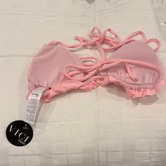 VICI La Jolla Ruffle Edge Triangle Pink Bikini Top - Picture 5 of 5